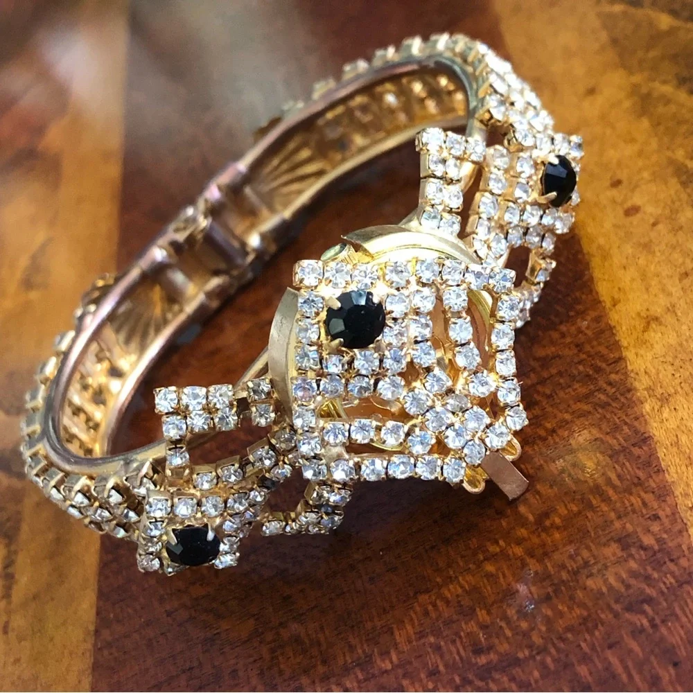 Repurposed handmade bling watch clamp bracelet recycled salvaged reuse